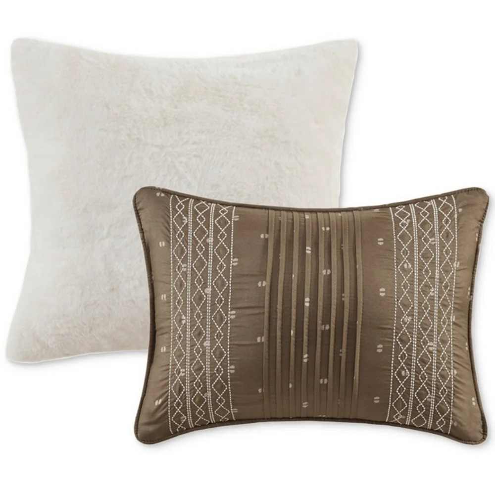 SUPER SALE ** BRAND NEW IN BAG ** 9 PC Elegant Tan and Cream Bedding Set